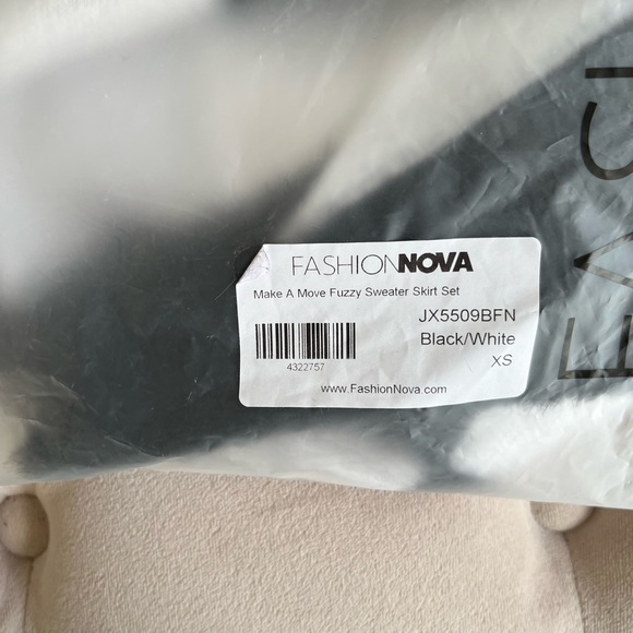 Black & White Make a Move Fuzzy Sweater Skirt Set by Fashion Nova - Picture 8 of 12